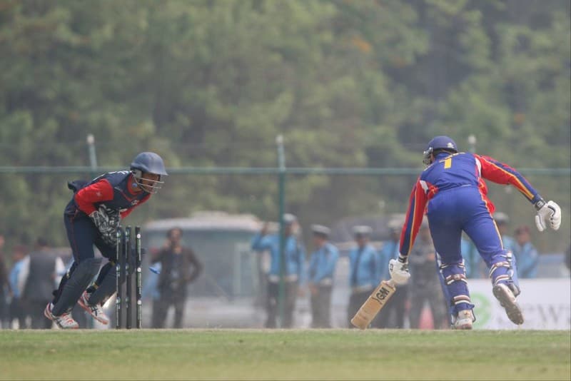 Raju Rijal v Namibia.Photo: ICC