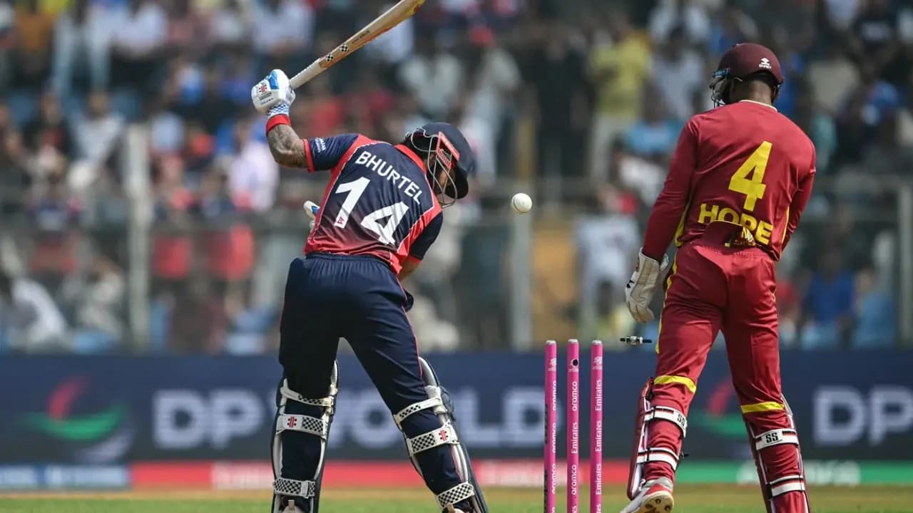 Kushal Bhurtel dismissal against West Indies